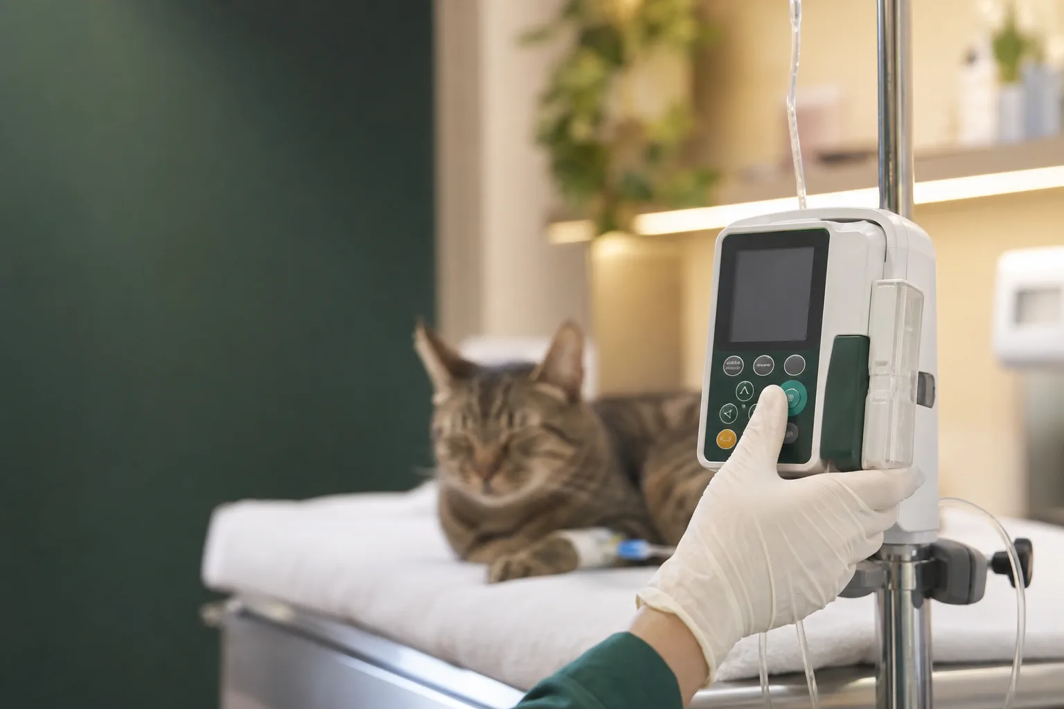 Bomba de infusão em ambiente veterinário